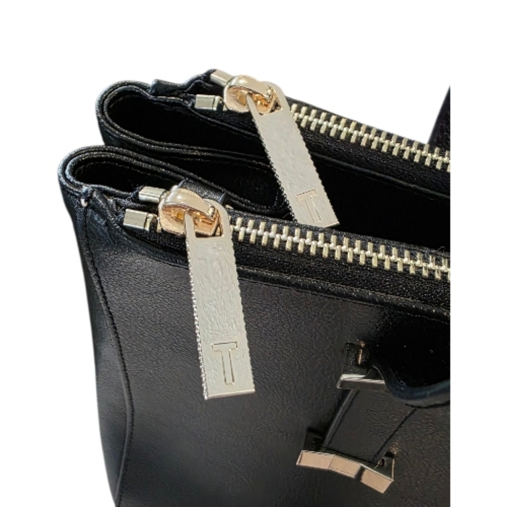 Ted Baker Alexiis Leather Tote Bag Adjustable Straps Double Zip Bow Detail - Picture 6 of 16
